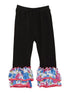 Girls Black Multi Flower Printed Ankle Ruffle Leggings 9M-8 - SophiasStyle.com